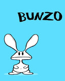 Cartoon character Bunzo on a blue background with 'Bunzo' text above.